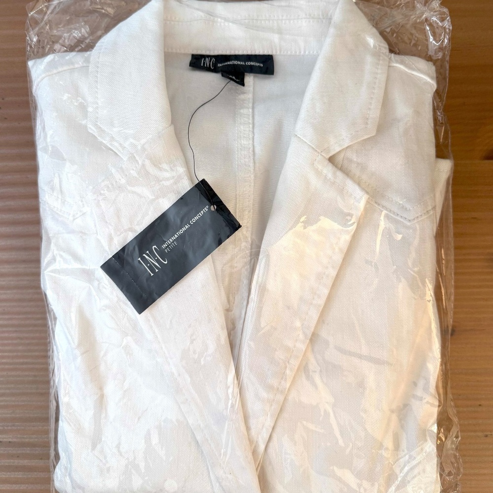 NWT I.N.C Women's Puff-Sleeve Tailored Denim Blazer - Picture 8 of 12